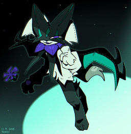 3_fingers 3_toes ambiguous_gender anthro claws feet finger_claws fingers flower_(anatomy) flower_trick fur green_body green_fur jagged_mouth looking_at_viewer mask open_mouth open_smile pawpads paws purple_eyes purple_nose smile solo toes 96haiki nintendo pokemon generation_9_pokemon meowscarada pokemon_(species) shiny_pokemon 2025