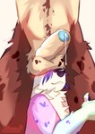 anthro ball_tuft balls blush bodily_fluids cum duo facesitting female fluffy foreskin genital_fluids genitals male male/female penis sitting_on_another tuft doqqo_png eve_(likhechman) kolya_(doqqo_png) hi_res