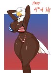 american_flag anthro bikini clothing female holidays solo swimwear two-piece_swimsuit united_states_of_america unknown_(artist) 4th_of_july american_eagle accipitrid accipitriform avian bald_eagle bird eagle sea_eagle absurd_res hi_res