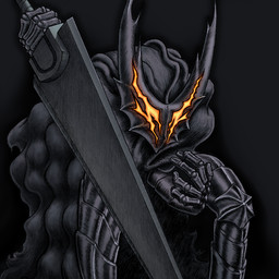 5_fingers ambiguous_gender armor biped cloak clothing fingers headgear helmet holding_melee_weapon holding_object holding_weapon melee_weapon solo weapon alillust berserk_(series) hollow_knight_(franchise) team_cherry hollow_knight_(character) vessel_(species) 1:1 2025 absurd_res hi_res