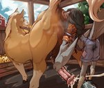 anal animal_genitalia animal_penis anthro anthro_on_feral anthro_rimming_feral anus balls beak bestiality blush bodily_fluids braided_hair bucket butt clothed clothing container cum cum_drip cum_in_clothing cum_on_leg cum_through_clothing cum_through_pants cum_while_penetrated cumshot deep_rimming dripping duo ejaculation equine_genitalia equine_penis erection feathers feral genital_fluids genitals hair handjob handjob_while_rimming interspecies leaking_cum male male/male male_penetrated male_penetrating male_penetrating_male male_rimming_male oral overalls penetration penile penis penis_milking puffy_anus reach_around rimming rusty_trombone sex shirt stable tail tied_shirt topwear wet wet_clothing wings chalk_outline hill_(chalk_outline) avian bird corvid corvus_(genus) crow equid equine horse mammal oscine passerine absurd_res hi_res