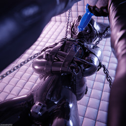 animal_genitalia animal_penis anthro anthro_on_anthro arms_tied balls bdsm biped black_body black_clothing black_latex blindfold blue_penis bodily_fluids bondage bound bulge canine_genitalia canine_penis chain claws clothed clothing cum cum_dripping_from_face cum_dripping_from_mouth cum_dripping_from_penis depth_of_field drone dronesuit duo dutch_angle encasement erection framed_by_legs gag gagged genital_fluids genitals gloves hands_tied handwear inside jacket kneeling kneeling_on_ground kneeling_oral_position knot latex latex_clothing latex_skinsuit latex_straitjacket leather leather_clothing leather_jacket leather_legwear leather_thigh_highs leather_topwear legwear low-angle_view male male/male multicolored_body muzzle_(object) muzzled open_mouth orgasm_denial padded_room padded_walls paws penis permanent_bondage permanent_encasement permanent_orgasm_denial permanent_sensory_deprivation predicament_bondage reflection restraints sealed sensory_deprivation sensory_deprivation_hood skinsuit slim slim_anthro slim_male slim_sub standing straitjacket submissive submissive_male tail thigh_highs tight_clothing topwear view_between_legs dragonplayer dragonplayer_(character) canid canine canis fox hybrid jex mammal rexouium 1:1 3d_(artwork) absurd_res blender_(artwork) blender_cycles_(artwork) digital_media_(artwork) hi_res