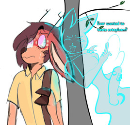 anthro backpack balls bodily_fluids clothing cum cum_string duo ectoplasm femboy genital_fluids genitals horn male male/male penis shirt topwear translucent translucent_body wzzzki pablo_(pcraxkers) deer ghost mammal spirit