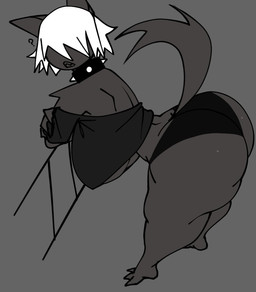 anthro barefoot bent_over big_breasts big_butt black_clothing black_panties black_topwear black_underwear breasts butt clothed clothed_anthro clothed_female clothing collar feet female female_anthro fingers fur grey_background grey_body grey_ears grey_fur grey_tail hair hair_over_eyes hanging_breasts huge_breasts huge_butt huge_hips huge_thighs leaning leaning_forward looking_at_viewer off_shoulder panties question_mark side_view simple_background small_waist solo spiked_collar spikes tail thick_thighs toes topwear under_boob underwear white_hair wide_hips xarop77 sheep_(xarop77) canid canine canis mammal wolf 2024 digital_drawing_(artwork) digital_media_(artwork)