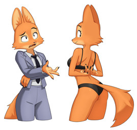4_fingers anthro bikini bikini_bottom black_bra black_clothing black_panties black_underwear bra business_suit butt claws clothed clothing eyebrow_piercing eyebrows eyelashes facial_piercing fangs female finger_claws fingers lingerie looking_at_viewer looking_back necktie open_mouth panties piercing raised_tail simple_background skimpy slim small_butt solo standing suit swimwear tail teeth two-piece_swimsuit underwear undressing white_background flowerpigeon73 dreamworks the_bad_guys diane_foxington canid canine fox mammal 2022 hi_res