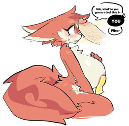 anthro areola big_breasts blush bodily_fluids breasts cheek_tuft dialogue duo erection eyelashes facial_tuft female fluffy fluffy_tail fur genitals hand_on_breast head_tuft huge_breasts humanoid_genitalia humanoid_penis long_eyelashes looking_at_genitalia looking_at_penis male male/female markings nervous nervous_sweat nude offscreen_character open_mouth penis penis_on_face pink_areola red_body red_fur red_markings side_view simple_background sweat tail tan_body tan_fur text tuft vein veiny_penis white_background shiyaa_stuff gunfire_reborn li_(gunfire_reborn) canid canine fox mammal 2025 colored_sketch digital_drawing_(artwork) digital_media_(artwork) english_text flat_colors sketch