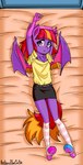 5_fingers anthro clothed clothing eyebrows eyelashes female fingers lying on_back solo wings young young_anthro anibaruthecat hasbro my_little_pony fan_character bat_pony equid mammal 2023 artist_name digital_media_(artwork) hi_res