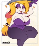 anthro big_breasts blonde_hair blush breasts buckteeth choker cleavage clothed clothing eyelashes eyeshadow female floppy_ears front_view gloves hair handwear heart_symbol huge_breasts jewelry legwear leotard long_hair looking_at_viewer lop_ears makeup necklace open_mouth open_smile purple_clothing purple_eyeshadow purple_gloves purple_handwear purple_legwear purple_leotard red_eyes simple_background sitting smile solo teeth thick_thighs white_background wide_hips supergal64 mario_bros nintendo super_mario_odyssey broodal hariet_(mario) lagomorph leporid mammal rabbit absurd_res hi_res