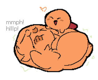ambiguous_gender ambiguous_pred belly belly_bed belly_on_ground big_belly biped bloated body_outline calling_for_help eyes_closed face_imprint featureless_arms foot_imprint fully_inside hand_on_belly hand_on_own_belly heart_reaction heart_symbol huge_belly hyper hyper_belly imprint lying lying_on_ground monotone_arms monotone_background monotone_belly monotone_body monotone_skin motion_lines mph! muffled noseless o_< on_front on_ground open_mouth open_smile orange_arms orange_belly orange_body orange_heart orange_skin resting_on_belly rumbling_stomach satisfied short_arms short_legs simple_background size_difference smaller_ambiguous smaller_pred smile smiling_eyes soft_vore solo unseen_prey unwilling_prey vore vowelless vowelless_vocalization white_background willing_pred meatcanister kirby_(series) nintendo daniel_(meatcanister) kirby_(species) waddling_head 2026 digital_media_(artwork) english_description full-length_portrait pixel_(artwork) portrait male_(lore)