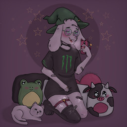 after_sex anthro bodily_fluids breath butt cum cum_in_mouth cum_inside cum_on_face dark ejaculation femboy genital_fluids male plushie profile selfie simple_background smile solo blinking.night deltarune monster_energy undertale_(series) ralsei bovid caprine goat mammal 1:1 digital_media_(artwork) hi_res ibispaint_(artwork)