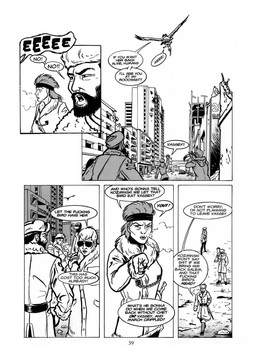 abandoned_building argument carrying_another city city_background clothing coat cold dialogue eyewear female feral flying gesture group hand_gesture hat headgear headwear kerchief kidnapping male outside pointing pointing_at_another profanity rubble ruins screaming speech_bubble steamy_breath sunglasses text topwear ushanka roz_gibson scott_ruggels harpy_(roz_gibson) accipitrid accipitriform avian bird eagle harpy_eagle human mammal 2002 artist_collaboration black_and_white comic english_text hi_res monochrome