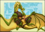 animal_genitalia belly_scales erection feral genital_slit genitals green_body green_scales male penis pink_penis scales solo text yellow_body yellow_scales artonis mythology rath'tolar dragon mythological_creature mythological_scalie scalie hi_res url