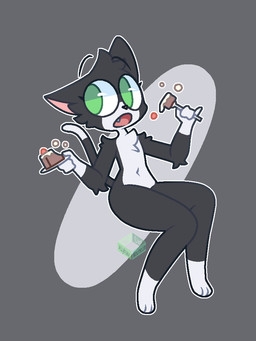 3_toes 4_fingers anthro black_body black_eyebrows black_fur cake chest_tuft cute_fangs cutlery dessert dipstick_tail eating eating_food eyebrows eyelashes fangs feet fingers food fork fur gloves_(marking) green_eyes grey_background holding_fork holding_object holding_plate kitchen_utensils logo looking_away male markings multicolored_body multicolored_fur navel pink_inner_ear pink_nose plate raised_eyebrows simple_background solo spread_legs spreading tail tail_markings teeth text toes tools tuft white_body white_feet white_fur white_hands aiyhav_nouneim neko_obama_(aiyhav_nouneim) domestic_cat felid feline felis mammal 2020 artist_logo artist_name