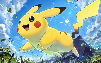 ambiguous_gender cloud day detailed_background dipstick_ears ear_markings feral grass leaf mountain multicolored_ears open_mouth open_smile plant sky smile solo sun tongue water yellow_body ekusiun nintendo pokemon generation_1_pokemon pikachu pokemon_(species) 2022