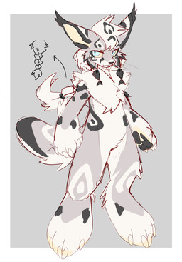 4_toes anthro bangs black_markings black_nose black_pawpads blue_eyes braided_hair cheek_tuft claws facial_tuft feet fur grey_body grey_fur hair kemono looking_up male markings multicolored_body multicolored_fur pawpads solo standing tail toes tuft white_body white_claws white_fur white_hair yellow_sclera fnight9 felid feline lynx mammal colored colored_sketch digital_drawing_(artwork) digital_media_(artwork) flat_colors hi_res sketch
