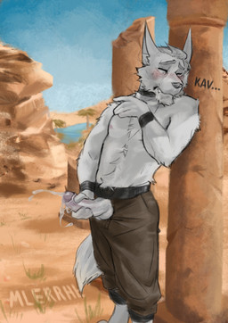 anthro balls bite biting_lip biting_own_lip blush bodily_fluids bottomwear clothing cum ejaculation erection eyes_closed fur genital_fluids genitals grey_body grey_fur grey_hair hair hand_on_chest humanoid_genitalia humanoid_penis male masturbation pants penis self_bite solo teeth text mlerrhe canid canine mammal absurd_res hi_res