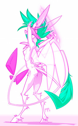 accessory anthro bow_(feature) bow_ribbon breasts chest_tuft ethereal_wings feet female furgonomics halo hooves long_tail nipples presenting ribbons simple_background solo tail tail_accessory tail_bow tail_ribbon tail_tuft talons teeth toes tuft white_background wings ralek passel_(ralek) unknown_species absurd_res hi_res