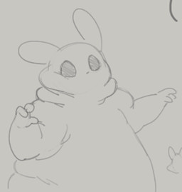 3_fingers ambiguous_gender anthro belly belly_squish big_belly black_eyes disembodied_hand eyes_closed fingers overweight overweight_ambiguous overweight_anthro semi-anthro solo squish citrusslugcat rain_world videocult gourmand_(rain_world) slugcat animated low_res monochrome