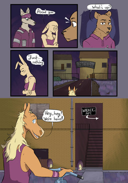 anthro breasts brown_body clothed clothing dialogue female fur group hair male open_mouth overweight overweight_male simple_background smile sunflower_(halcyon) text walker_(halcyon) lost_andsafe halcyon_(series) bores_(halcyon) rolfe_(halcyon) bear canid canine canis equid equine horse lagomorph leporid mammal rabbit wolf 2025 absurd_res comic digital_media_(artwork) english_text hi_res