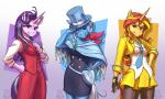 2017 5:3 ace_attorney anthro anthrofied apollo_justice athena_cykes capcom clothed clothing cosplay equestria_girls equid equine female fingerless_gloves friendship_is_magic gloves group hair handwear hasbro hat headgear headwear hi_res horn long_hair looking_at_viewer mammal multicolored_hair my_little_pony mykegreywolf mythological_creature mythological_equine mythology starlight_glimmer_(mlp) sunset_shimmer_(eg) top_hat trixie_(mlp) trucy_wright two_tone_hair unicorn