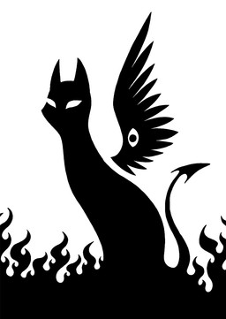 feathered_wings feathers female feral fire pointy_ears prick_ears quadruped silhouette simple_background sitting solo spade_tail tail white_background wing_eyes wings sunnyclockwork dc_comics fables maddy_(fables) domestic_cat felid feline felis mammal 2015 black_and_white digital_drawing_(artwork) digital_media_(artwork) hi_res monochrome female_(lore)