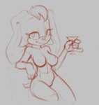 5_fingers anthro beverage breasts container female fingers glass glass_container looking_at_viewer mature_female nude simple_background smile smiling_at_viewer solo rogone2 sega sonic_the_hedgehog_(series) vanilla_the_rabbit lagomorph leporid mammal rabbit 2022 digital_drawing_(artwork) digital_media_(artwork) monochrome