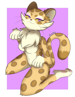 anthro countershading female fur pose simple_background solo thelasthope kirby_(series) kirby_and_the_forgotten_land nintendo clawroline felid leopard mammal pantherine hi_res pinup