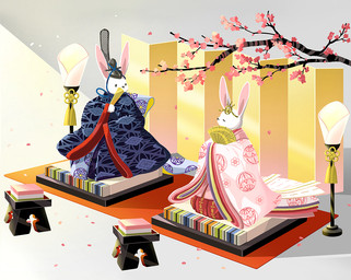 ambiguous_anthro ambiguous_gender anthro asian_clothing branch cherry_blossom cherry_tree clothed clothed_ambiguous clothed_anthro clothing crown duo east_asian_clothing eyes_closed flower folding_fan folding_screen fruit_tree hand_fan headgear headwear holding_object japanese_clothing kanmuri_(headwear) kimono kneeling long_ears looking_aside looking_at_another pattern_clothing plant print_clothing prunus_(flower) seiza simple_background sitting tiara tree white_body sanato_(artist) hinamatsuri lagomorph leporid mammal rabbit 2020 digital_media_(artwork)