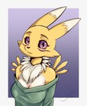 anthro breasts clothing female medium_breasts neck_tuft solo sweater topwear tuft kurodfox bandai_namco digimon digimon_(species) renamon hi_res