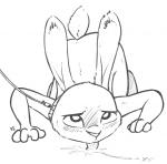 2016 alec8ter all_fours anthro ass_up bdsm black_and_white blush bodily_fluids collar conditional_dnp cum cum_on_ground cum_on_tongue cum_taste disney female front_view genital_fluids head_down judy_hopps lagomorph leash leporid licking licking_cum licking_floor mammal monochrome nude petplay rabbit roleplay signature simple_background solo submissive submissive_female tongue tongue_out white_background zootopia