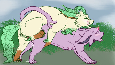 4_toes all_fours balls black_nose blush breeding brown_fur cum cum_in_pussy cum_inside digitigrade doggystyle drooling duo eeveelution erection espeon eyes_closed female feral feral_on_feral from_behind fur half-closed_eyes humping imminent_eevee impregnation knot leafeon licking licking_lips male markings multi_nipple nintendo nipples open_mouth orgasm outside penetration penis pink_fur pokémon pussy quadruped raised_tail riding saliva sex socks_(marking) straight tongue tongue_out vaginal vaginal_penetration video_games yellow_fur
Rating: Explicit
Score: 5
User: Luca's_Shadow
Date: September 01, 2013