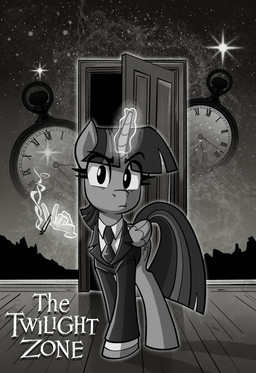 black_eyes cigarette clock clothing cutie_mark door doorway eyebrow_through_hair eyebrows eyelashes female feral floor hair horn horse_tail humor looking_at_viewer magic magic_aura magic_hands magic_user makeup mane mascara necktie night open_door parody pocketwatch pouting pun quadruped raised_eyebrow sky solo standing star starry_sky suit text translucent translucent_hair unicorn_horn visual_pun watch white_sclera wings wood wood_floor anontheanon friendship_is_magic hasbro my_little_pony mythology the_twilight_zone rod_serling twilight_sparkle_(mlp) equid equine mammal mythological_creature mythological_equine winged_unicorn 2024 absurd_res black_and_white digital_media_(artwork) english_text greyscale hi_res monochrome