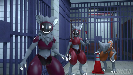 ambiguous_gender anthro black_hair blue_body blue_fur female fur grey_body grey_fur group hair jail_bars machine prison prison_cell protogen_visor smashed traffic_cone violence conditional_dnp domi3d sound_warning red_vs._blue domi_(domi3d) hybrid lagomorph leporid mammal protogen rabbit 16:9 3d_(artwork) 3d_animation animated digital_media_(artwork) hi_res short_playtime sound source_filmmaker_(artwork) video widescreen
