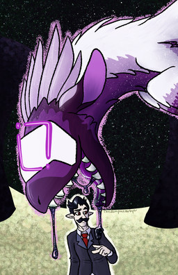 bodily_fluids clothing drooling duo facial_hair fangs feathers feral imminent_vore looming male male/male mischievous_smile mustache oblivious open_mouth pale_skin purple_body purple_feathers red_eyes saliva saliva_string sharp_teeth suit teeth the_end_(minecraft) unaware_prey vore white_mask randompasserbyer hermitcraft microsoft minecraft mojang mythology xbox_game_studios grian mumbojumbo_(hermitcraft) dragon feathered_dragon feathered_scalie human mammal mythological_creature mythological_scalie scalie vampire hi_res