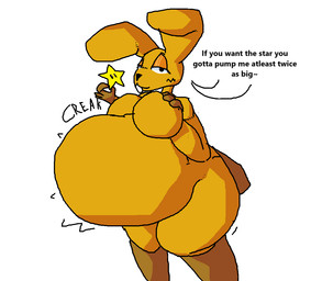 ambiguous_gender anthro belly big_belly big_ears breasts creaking featureless_breasts female female_anthro hand_on_breast huge_belly huge_hips huge_thighs hyper hyper_belly looking_at_viewer motion_lines overweight overweight_anthro overweight_female simple_background solo sound_effects standing star star_(mario_bros) tail talking_to_viewer text thick_thighs wide_hips yellow_body 6saw789 mario_bros nintendo super_mario_64 mips power_star lagomorph leporid mammal rabbit 2024 aliasing digital_drawing_(artwork) digital_media_(artwork) english_text shaded