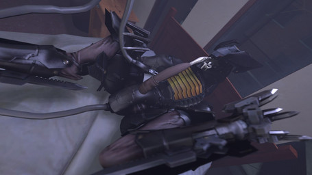 bed black_body bodily_fluids cum cum_in_mouth cum_inside cum_on_face cum_on_own_face cum_on_self cumshot detailed_background ejaculation furniture genital_fluids lying lying_on_bed machine male masturbation multicolored_body on_back on_bed red_eyes solo tail russy_(artist) konami metal_gear metal_gear_rising:_revengeance platinumgames blade_wolf robot robot_feral 16:9 2015 3d_(artwork) digital_media_(artwork) widescreen