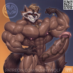 abs anthro balls biceps big_balls big_muscles big_penis chest_tuft cyberware erection flexing genitals glans grin huge_balls huge_muscles huge_penis humanoid_genitalia humanoid_penis hyper hyper_muscles ineffective_censorship logo male muscular muscular_male nipples nude pecs penis pink_glans pink_nipples qr_code red_eyes saggy_balls smile solo text tuft vein veiny_muscles veiny_penis wolfiecanem guardians_of_the_galaxy marvel patreon rocket_raccoon mammal procyonid raccoon 1:1 2025 censored dated hi_res signature url watermark