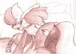 all_fours annoyed anthro anus bed butt disembodied_hand duo female fluffy fluffy_tail furniture genitals looking_at_viewer looking_back nude pillow pussy rear_view solo_focus tail tongue tongue_out fullfolka nintendo pokemon delphox generation_6_pokemon pokemon_(species) 2017 graphite_(artwork) monochrome portrait sketch three-quarter_portrait traditional_media_(artwork)