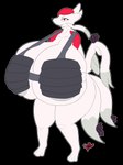 albino areola armor big_breasts bikini_armor breasts corruption female fur huge_breasts hyper hyper_breasts laminar_armor solo thick_thighs unconvincing_armor white_areola white_body white_fur snekkobean nintendo pokemon floatzel generation_4_pokemon generation_5_pokemon mienshao pokemon_(species) absurd_res alpha_channel hi_res