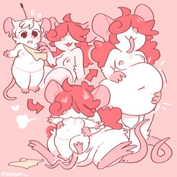 abdominal_bulge antenna_wire anthro bangs bodily_fluids breasts drooling duo female fur genitals hair hair_over_eyes heart_symbol herm intersex intersex/female navel nude penis pink_background saliva shortstack simple_background slurping vore white_body white_fur polyalloys mu_suwi_(polyalloys) mammal murid murine rat rodent 1:1 absurd_res digital_media_(artwork) hi_res sequence