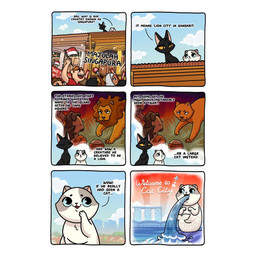 dialogue duo female feral male open_mouth singapore smile tail text young young_feral young_male kashicats bru_(kashicats) butter_(kashicats) domestic_cat felid feline felis lion mammal pantherine 1:1 comic digital_media_(artwork) english_text