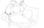 anthro bathrobe big_breasts biped book breasts claws clothed clothing coffee_mug ear_piercing eyewear fainting_couch female furniture glasses huge_breasts nipples obese obese_anthro obese_female overweight overweight_anthro overweight_female partially_clothed piercing reading robe simple_background sitting smile sofa solo white_background wide_hips the_protobanham bear mammal polar_bear ursine hi_res monochrome