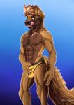 abs anthro blue_background bulge clothed clothing fluffy fur hair looking_at_viewer male muscular muscular_anthro muscular_male nipples open_mouth pecs pose rocker simple_background smile solo swimwear tongue underwear nanukkluik rock_(rocker234) canid canine canis mammal wolf 2019 digital_media_(artwork) pinup