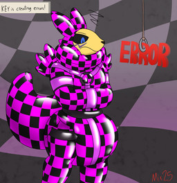 ambiguous_gender anthro bdsm black_sclera blue_eyes bondage bondage_suit bound checkered checkered_clothing clothed clothing collar diaper diaper_under_clothing diaper_under_latex diaper_under_skinsuit latex missing_texture pattern_clothing restraints skinsuit solo straitjacket tight_clothing wearing_diaper evilhorrorpoof bandai_namco digimon garry's_mod valve_corporation digimon_(species) renamon hi_res