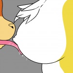 ambiguous_gender anthro breast_lick breast_play breast_shot breasts duo female fur licking naturally_censored nipple_tuft tongue tongue_out tuft white_body white_fur yellow_body yellow_fur darkdoomer bandai_namco digimon patachu canid canine digimon_(species) mammal patamon renamon 1:1