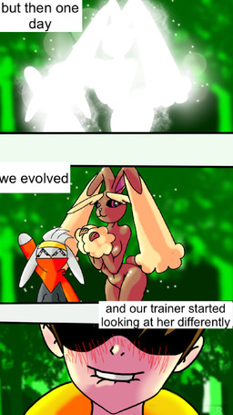 anthro bite biting_lip female group male male/female nude nude_female obscured_eyes text trio pantyking nintendo pokemon generation_4_pokemon generation_8_pokemon human lopunny mammal pokemon_(species) raboot 9:16 comic english_text hi_res