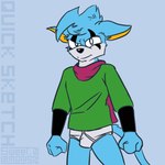 anthro biped black_nose black_outline blue_background blue_body blue_fur bulge clothed clothing fist front_view fur green_clothing green_topwear long_tail looking_at_viewer male markings multicolored_body multicolored_fur outline panties pantsless partially_clothed pose scarf simple_background simple_coloring simple_eyes solo standing tail topwear two_tone_body two_tone_fur underwear white_body white_clothing white_fur white_underwear sweet.lemons jack_(webcomic) drip_(jack) canid canine canis hybrid mammal murid murine rat rodent wolf 1:1 2022 digital_media_(artwork) hi_res portrait shaded signature simple_shading three-quarter_portrait