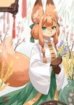 2022 5_fingers absurd_res anthro breasts canid canine clothed clothing digital_media_(artwork) female female_anthro fingers fox fox-chan_(kawarage_yatano) green_eyes hair hi_res kawarage_yatano kemono looking_at_viewer mammal orange_hair smile solo