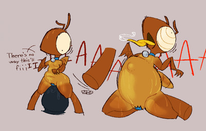 abdominal_bulge anal anal_penetration antennae_(anatomy) anthro bell bell_collar big_eyes bodily_fluids buttplug buttplug_in_ass buttplug_insertion collar dialogue extreme_penetration lube_on_buttplug lube_on_sex_toy male object_in_ass open_mouth penetration plug_(sex_toy) plug_insertion saliva saliva_on_tongue saliva_string sex_toy sex_toy_in_ass sex_toy_insertion solo speech_bubble tape_over_penis text tongue tongue_out wearing_collar yellow_tongue hhbrother arthropod blattodean insect termite english_description english_text hi_res sequence