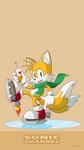 anthro blue_eyes clothing gloves handwear ice_skates male rocket scarf smile solo yuji_uekawa sega sonic_channel sonic_the_hedgehog_(series) miles_prower canid canine fox mammal 9:16 hi_res official_art